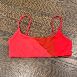 Left On Friday Two-Tone Red Swim Top